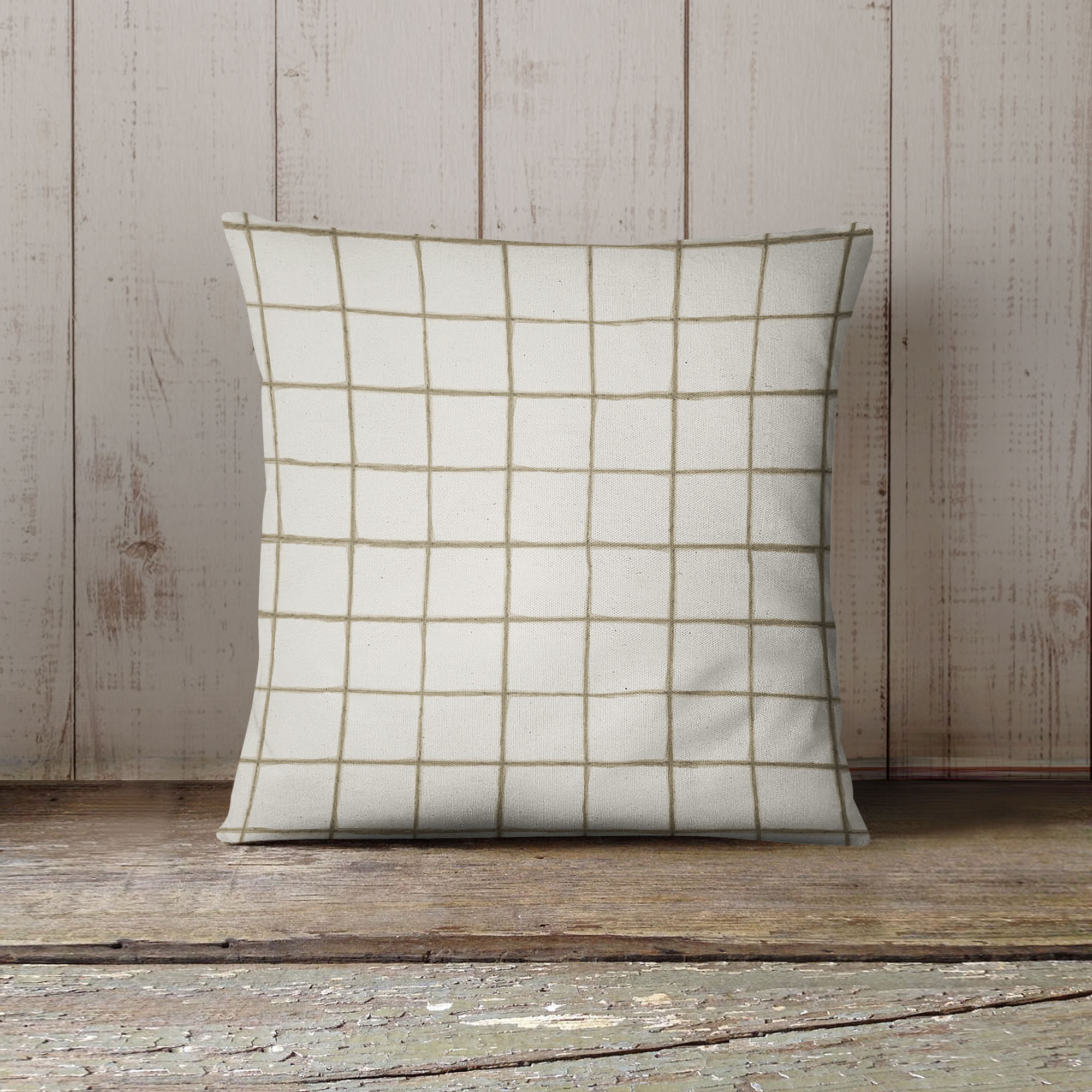 Watercolor Check Beige Outdoor Pillow by Kavka Designs - image 2 of 5