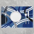 thumbnail image 4 of Modern Wavy Circles Design Placemats Set of 4 12"x18" Blue Grey Placemats for Dining Table Indoor Outdoor Kitchen Geometric Circle Swirl Table Mats Placemat Abstract Art Decor Table Place Mats, 4 of 4