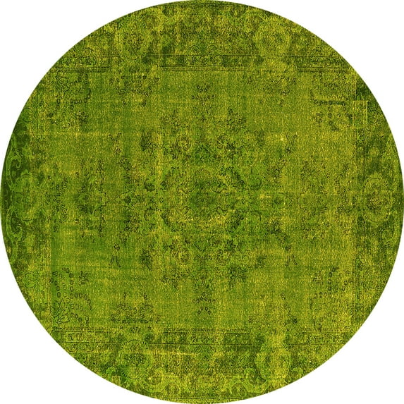 Ahgly Company Indoor Round Oriental Yellow Industrial Area Rugs, 3' Round