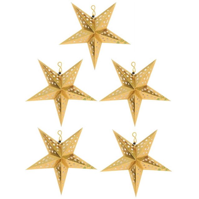 Paquete de 5 farolillos de estrella de papel, pantalla de estrella, adornos navideños colgantes para boda, fiesta de cumpleaños, decoración del hogar, Navidad, Halloween Sailing Electrónica