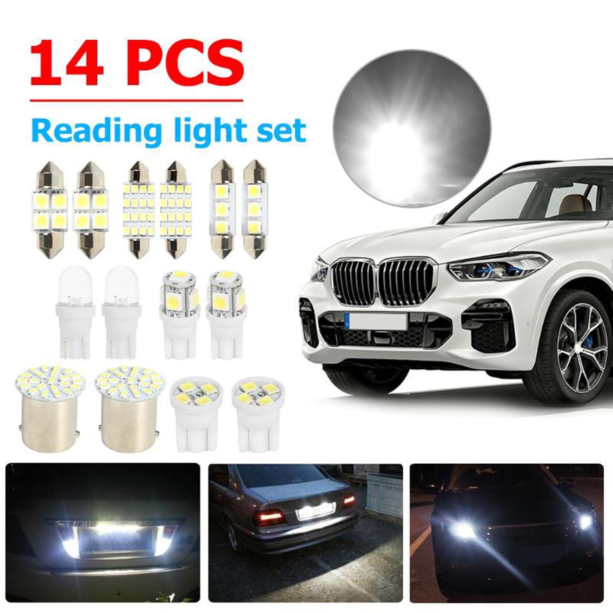 SAYFUT 14 PCS 6000K LED Light Bulbs Kit Set T10 31MM White Car Interior