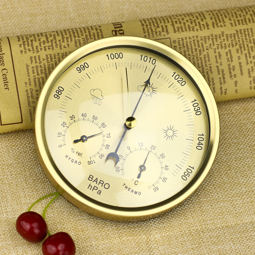 Metal 3 in 1 Barometer Weather Station for Indoor and Outdoor Use Barometer