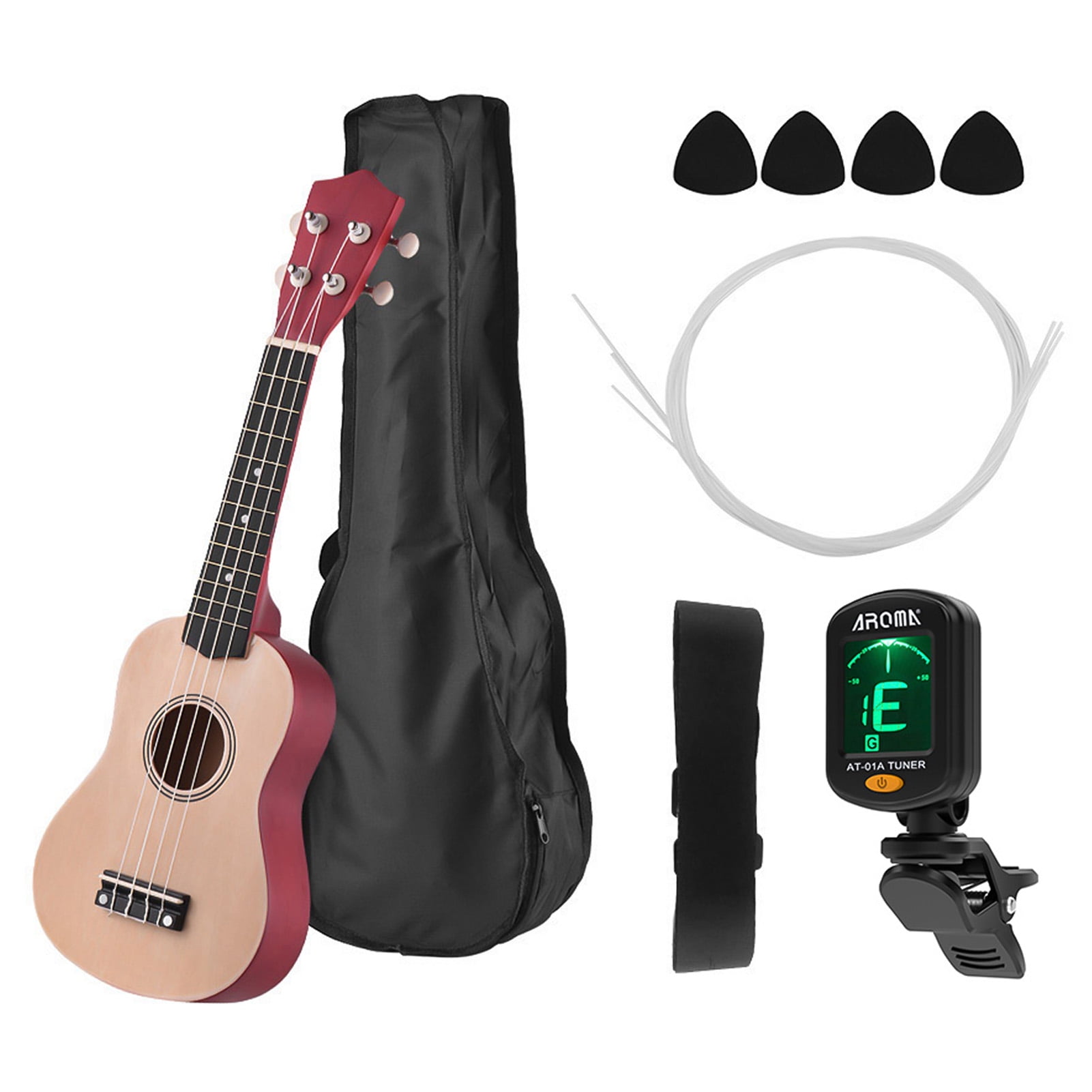 21 Inch Colored Acoustic Soprano Ukulele Ukelele Uke Kit Basswood with