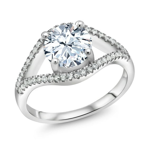 Gem Stone King 925 Sterling Silver Round White Zirconia Ring for Women (2.50 Cttw, Size 6)