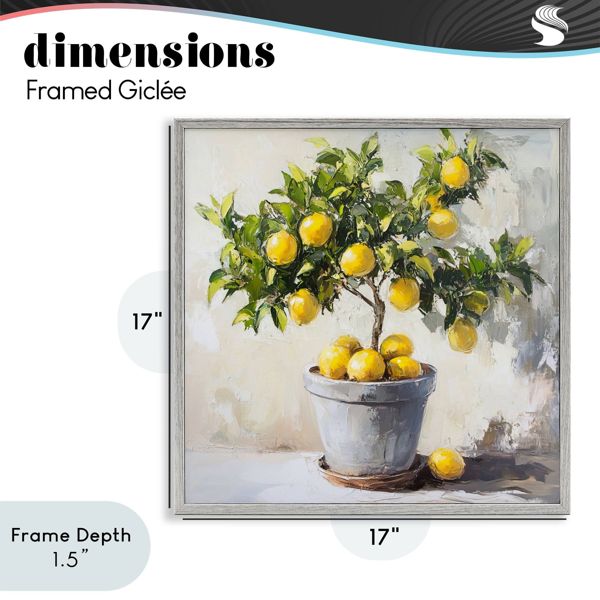 Stupell Industries Falling Lemon Tree Gray Framed Giclee Art, design by Tina LeCour