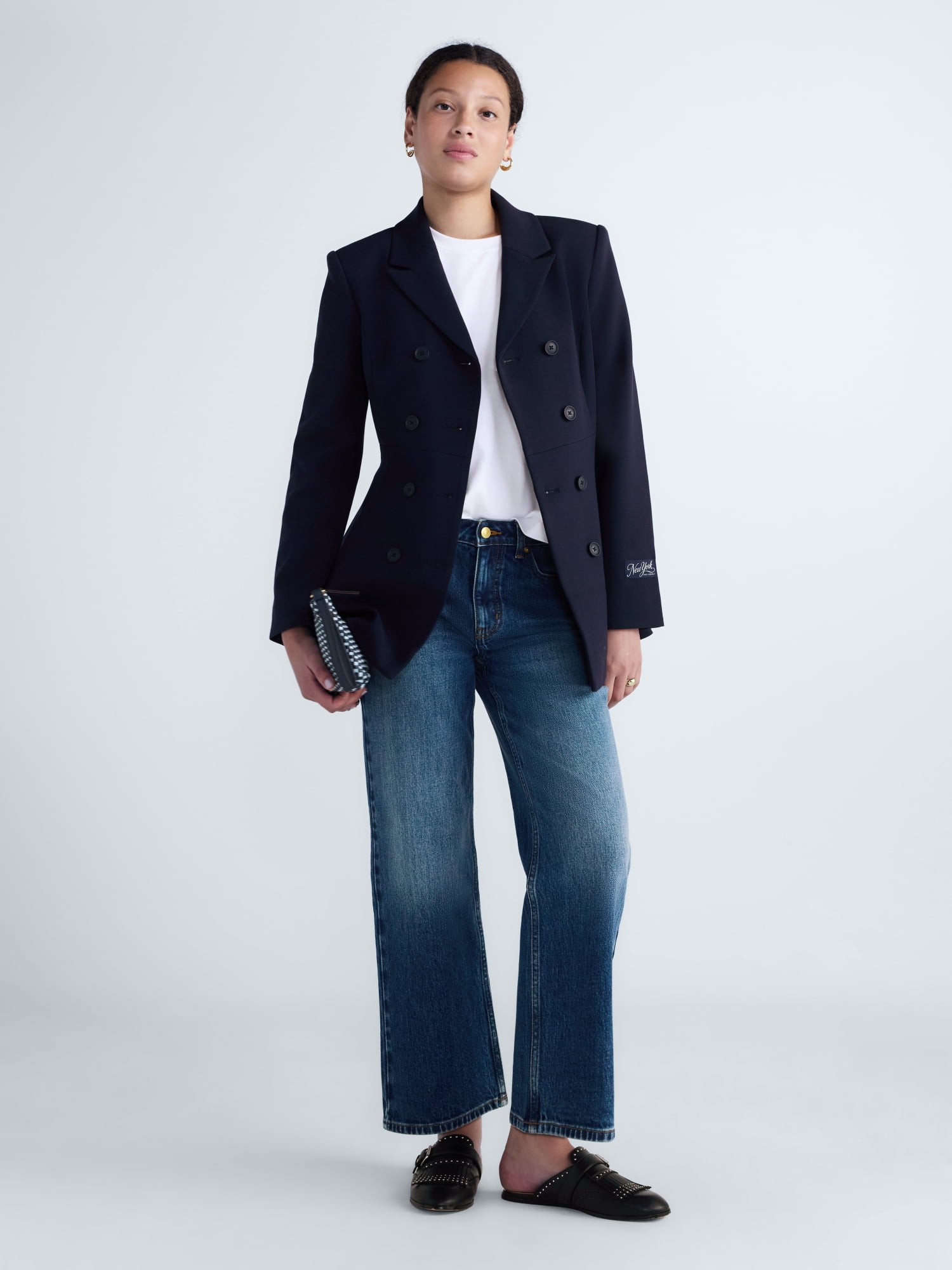 Free Assembly Women's Double Breasted Peplum Blazer, Sizes XXS-XXL