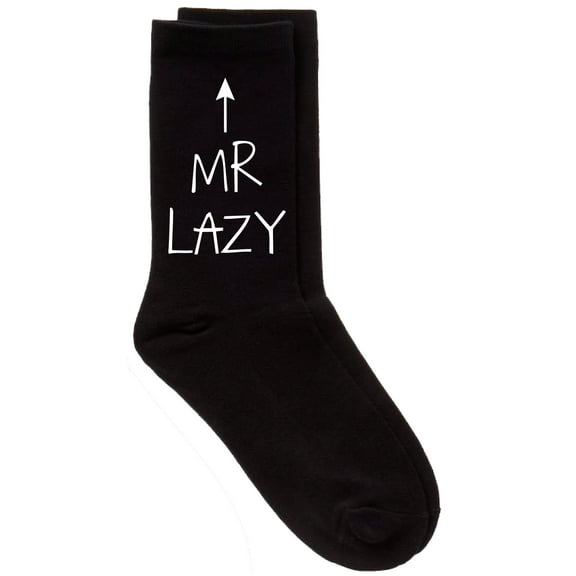 Mens Mr Lazy Black Calf Socks Fathers Day Dad Husband Boyfriend Uncle Grandpa Grandad Present