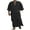 Black, variant on Men's Long Sleeve Robe Roll Up Long Sleeve Linen Side Split Kaftan Thobe with Pockets Long Gown Casual Shirt
