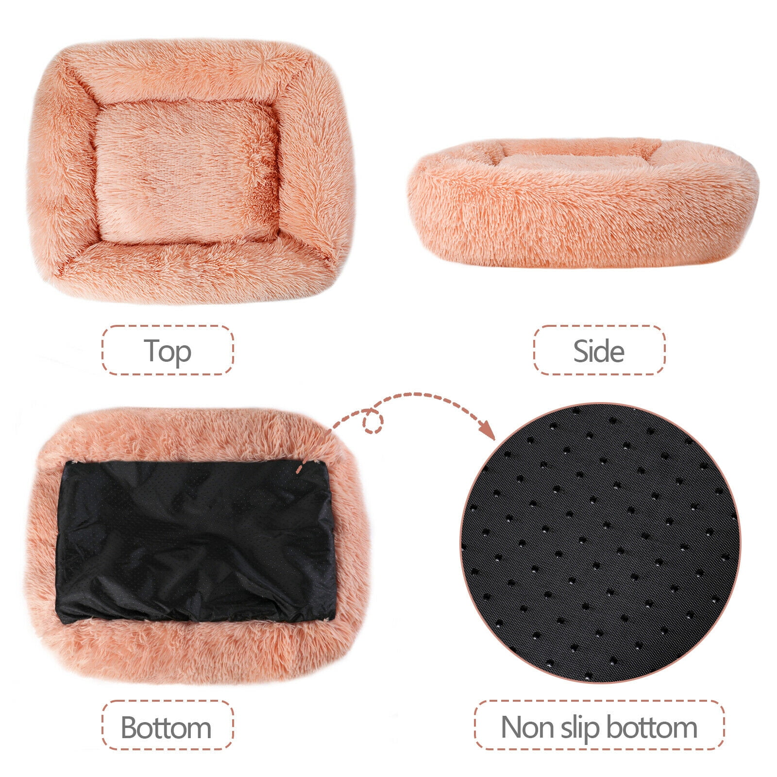 Sennaux Rectangle Plush Pet Bed Calming Bed for Dogs Cats Kennel Cuddler Crate Cushion Mat Washable