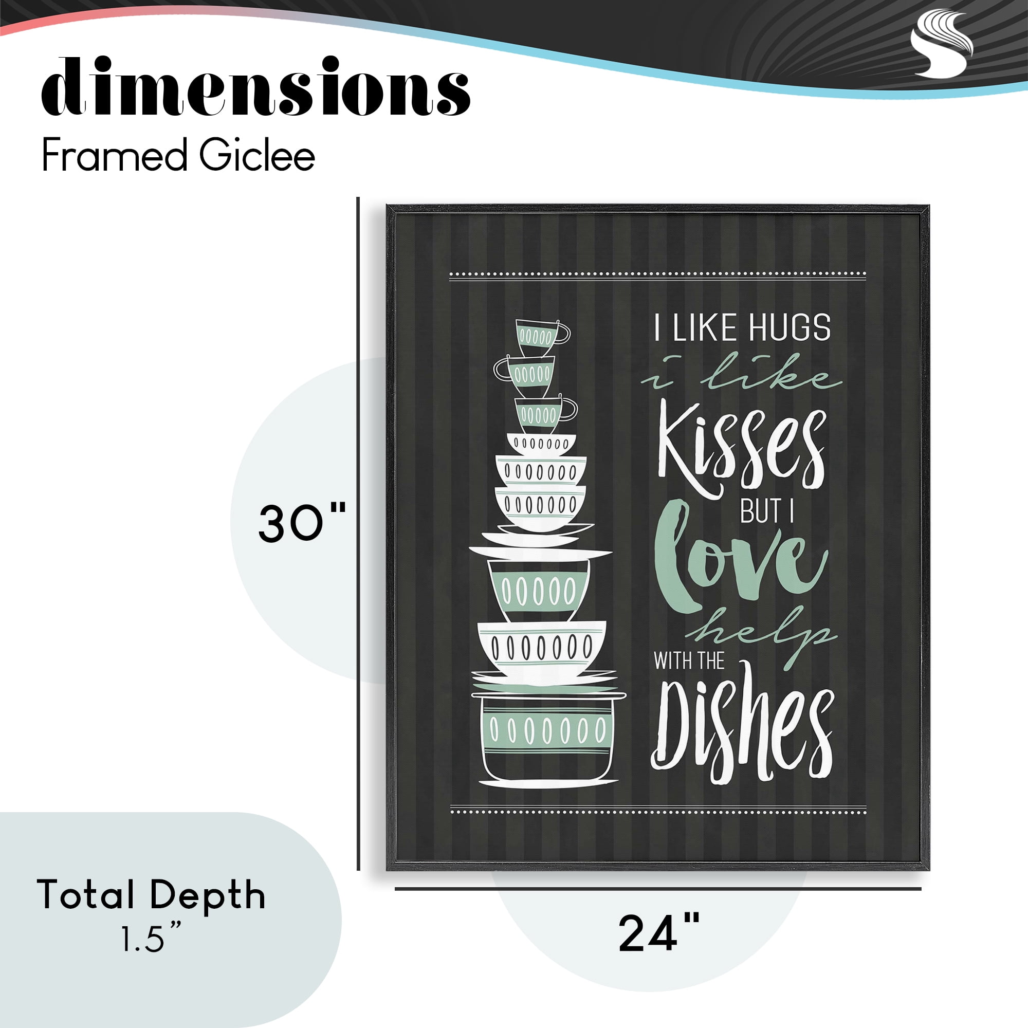 Love Help With Dishes Black Framed Giclee Art, design by Lettered and Lined
