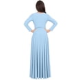 thumbnail image 7 of KOH KOH Long Sleeve Modest Fall Winter Elegant Evening Flowy Empire Waist Full Floor Length Cocktail Formal Tall Pleated Maxi Dress Gown Abaya For Women Sky Baby Light Blue Large US 12-14 NT009, 7 of 7