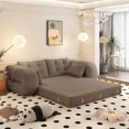 thumbnail image 5 of Miniyam 79" Foldable Sofa Bed for Living Room, Brown Lazy Sofa Couch with Pillows, 3-in-1 Teddy Fabric Foam-Filled Human Dog Bed for Guest Bed, Playroom Sleeper, 5 of 8