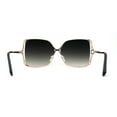 thumbnail image 4 of Womens Metal Rim Rectangle Oversize Butterfly Designer Sunglasses Gold Black Green, 4 of 4