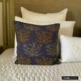thumbnail image 2 of Navy Blue Euro Size Pillow Shams 26x26 inch (65x65 cm), Linen European Pillow Shams, Sea Creatures, Sea Weeds, Corals, Beaded, Beach Style Euro Pillowcases - Sea Weeds Swim, 2 of 9