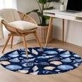 thumbnail image 5 of Summer Watercolor Style Round Living Room Rugs 4 ft, Blue Ocean Brown Shell Nautilus Washable Area Rug with Non-Slip Sturdy Edge Binding Round Carpet for Entryway Kitchen Bedroom Bathroom, 5 of 9