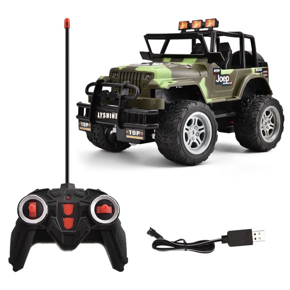 MAYUJIAA 1:18 Dual LED Headlight Four-Wheel Drive Remote Control RC Car Toy(Camouflage) HW313-6181