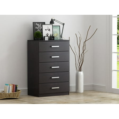Homestar Alexander 5 Drawer Chest In Espresso Finish Walmart Com