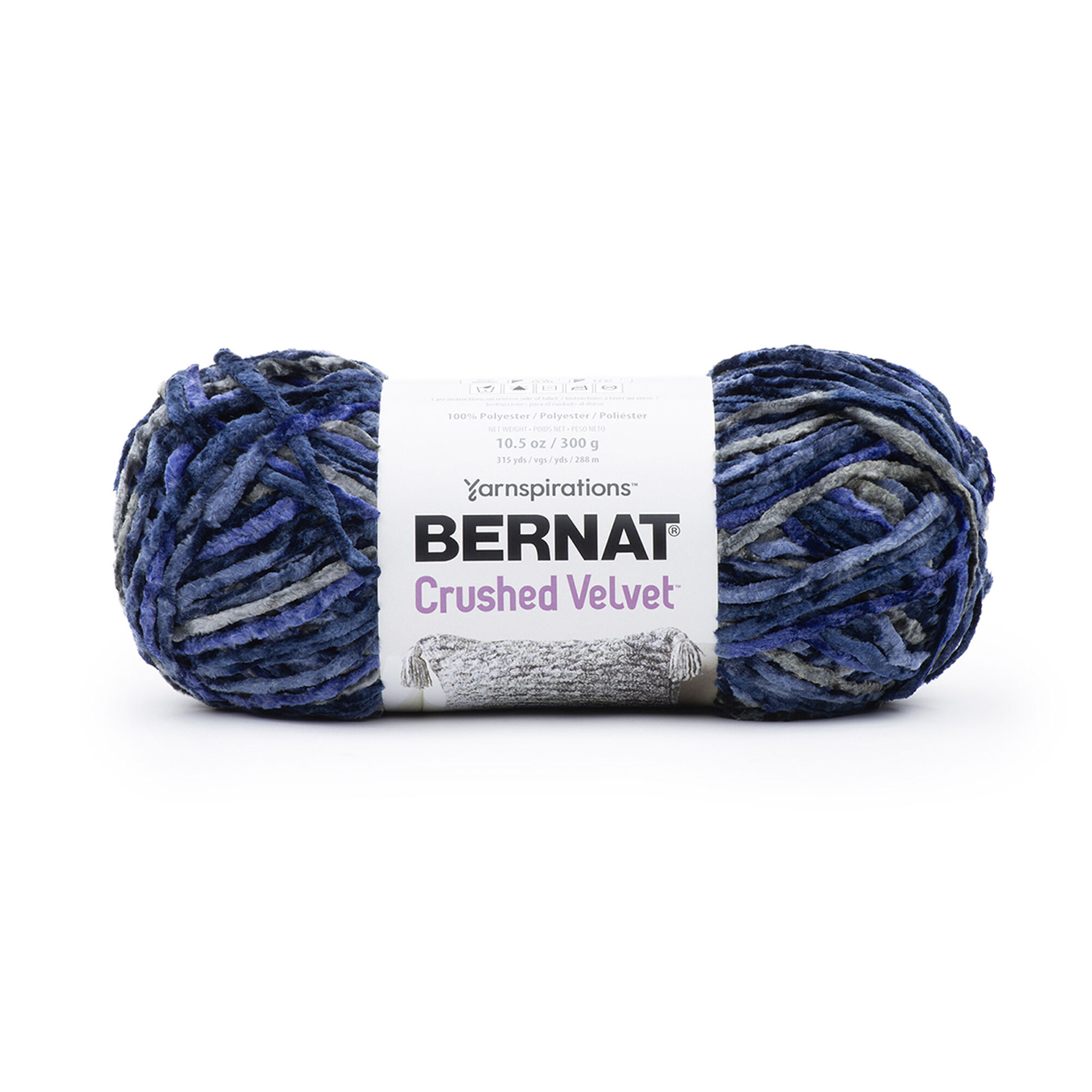 Bernat® Crushed Velvet™ #5 Bulky Polyester Yarn, Navy 10.5oz/300g, 315 Yards (4 Pack)