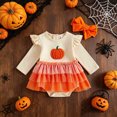 thumbnail image 2 of zuwimk Baby Girl Christmas Outfit Peter Pan Collar Plaid Romper Newborn Thanksgiving Outfits Infant Halloween Clothes(0-3 Months,Orange), 2 of 7