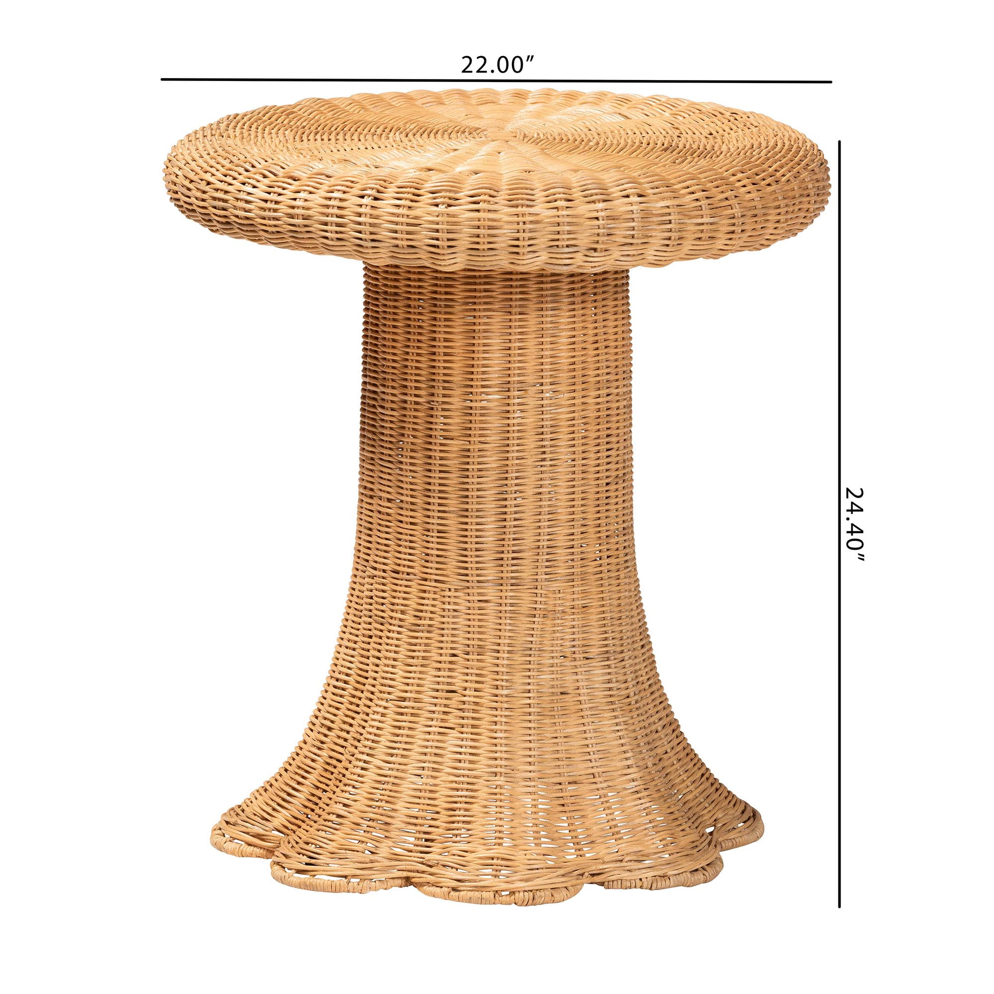 bali & pari Avalon Boho Side Table, 22"W, Round, Light Honey