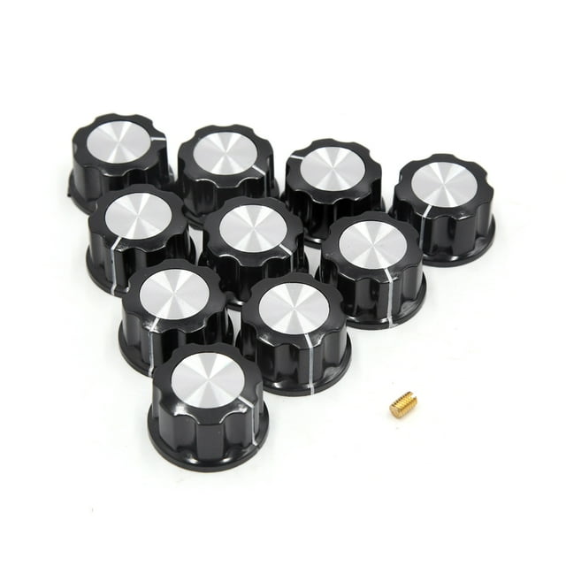 Unique Bargains 10Pcs 6mm Knurled Shaft Insert Dia Potentiometer Control Knobs w Screw Inside