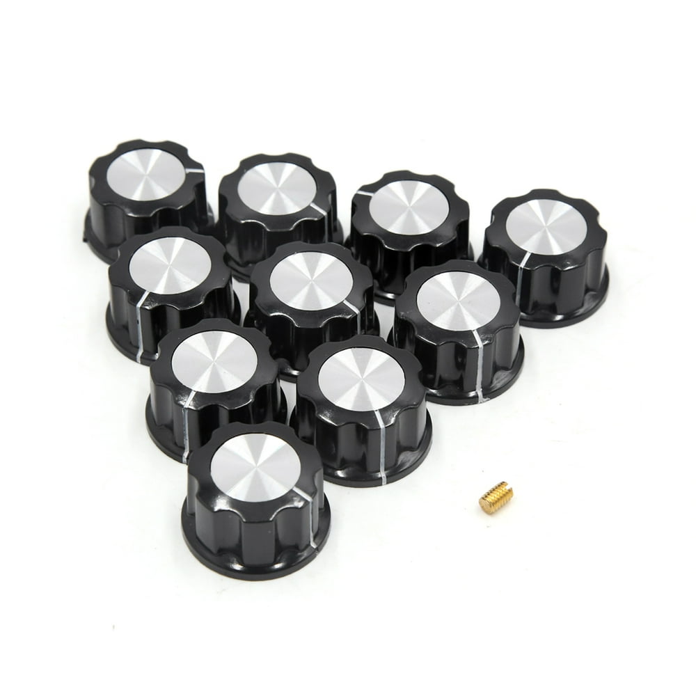 10Pcs 6mm Knurled Shaft Insert Dia. Potentiometer Control Knobs w Screw
