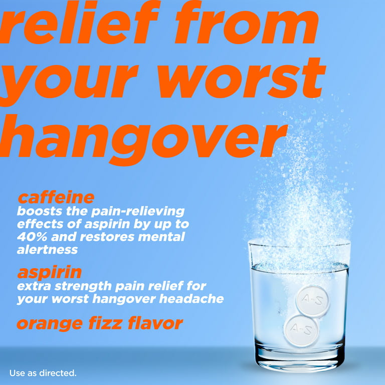 Alka-Seltzer Effervescent Hangover Relief, Aspirin, Caffeine, 20 Count -  DroneUp Delivery
