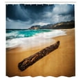 thumbnail image 3 of Ambesonne Sea Shower Curtain, Beach with Stormy Weather, 69"Wx84"L, Blue and Ginger, 3 of 5
