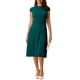 thumbnail image 1 of Vestido Plisado de Cuello Simulado y Manga Corta con Cinturón de INSPIRE CHIC para Mujeres XL Verde, 1 of 6