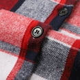 thumbnail image 7 of JHHLSF Women Plaid Shacket Jacket Long Flannel Shirt Lapel Button Down Blouses Tops Tartan Trench Fall Coat with Pockets Red,2XL, 7 of 7