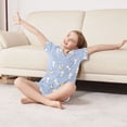 thumbnail image 3 of FORMRS Kids Short Sleeve Top and Pants Pajama Set Unisex Satin 2-Piece Sleepwear, Sizes 5-6Y, Blue Cartoon Rabbit Pattern, 3 of 8