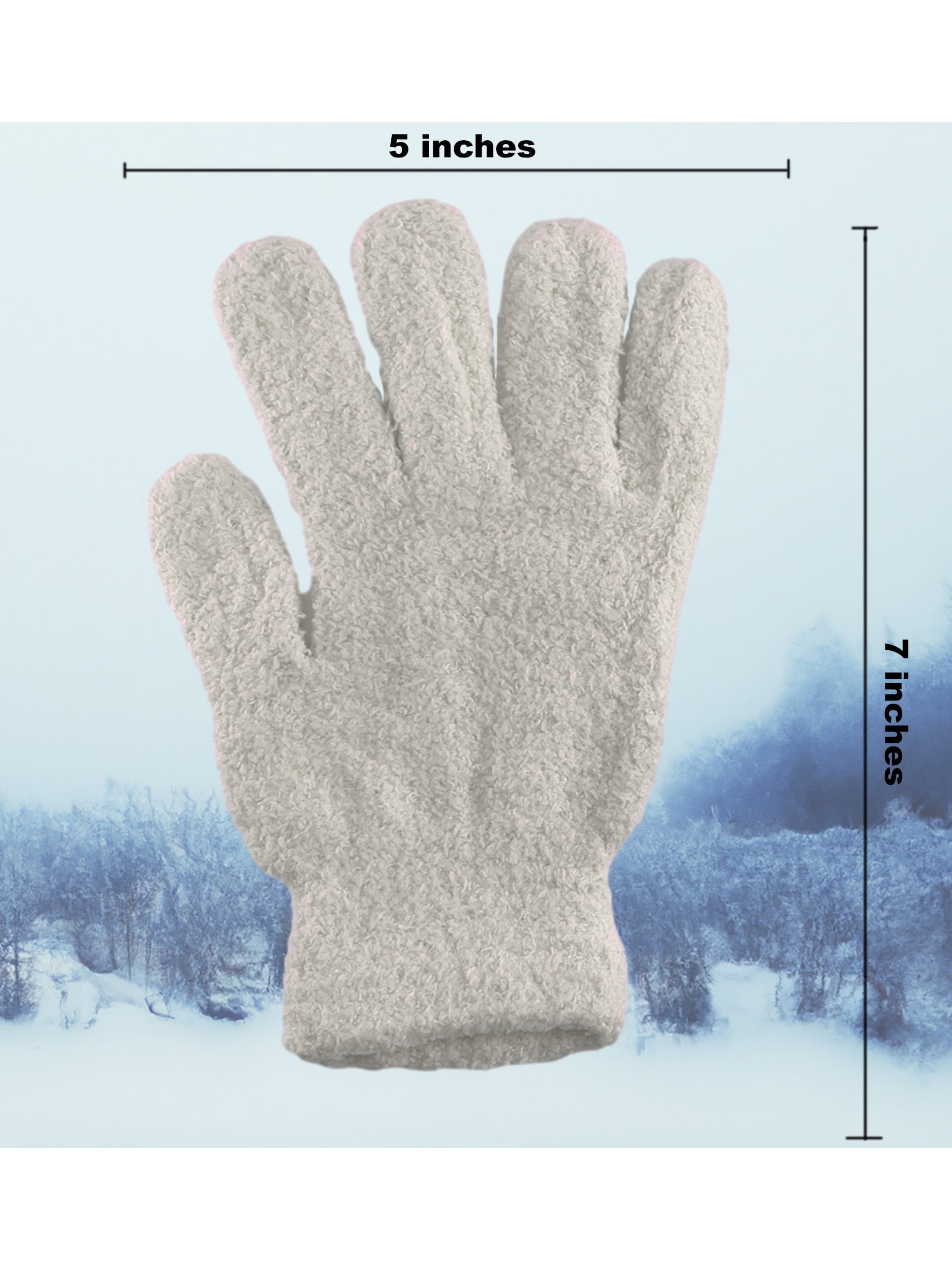 Men's Women's Warm Winter Fuzzy Cozy Gloves, White - Walmart.com