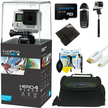 GoPro Hero 4 Black + Selfie Stick for GoPro Hero 4 Black  + Pixi-Advanced Accessory