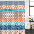 thumbnail image 3 of Teal Orange Striped Waterproof Fabric Shower Curtain,Boho Modern Geometric Abstract Art Waterproof Fabric Shower Curtain for Bathroom Curtains Bathtubs Shower Curtains with 12 Hooks Extra Long 72x96, 3 of 8