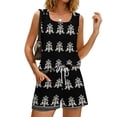 thumbnail image 4 of BOMYJESK 2 Piece Sets for Women Summer Casual Sleeveless Tank Top Bottom Matching Floral Print Lounge Short Sets Trendy Drawstring Elastic Waisted Sweatsuit with Pockets Black XL, 4 of 8