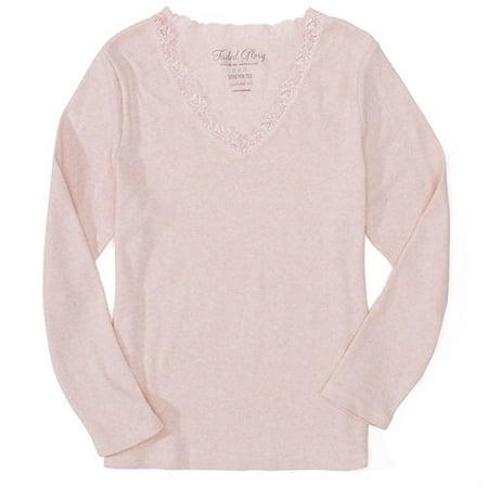 Faded Glory - Women's Plus Lace Trim V-Neck Shirt