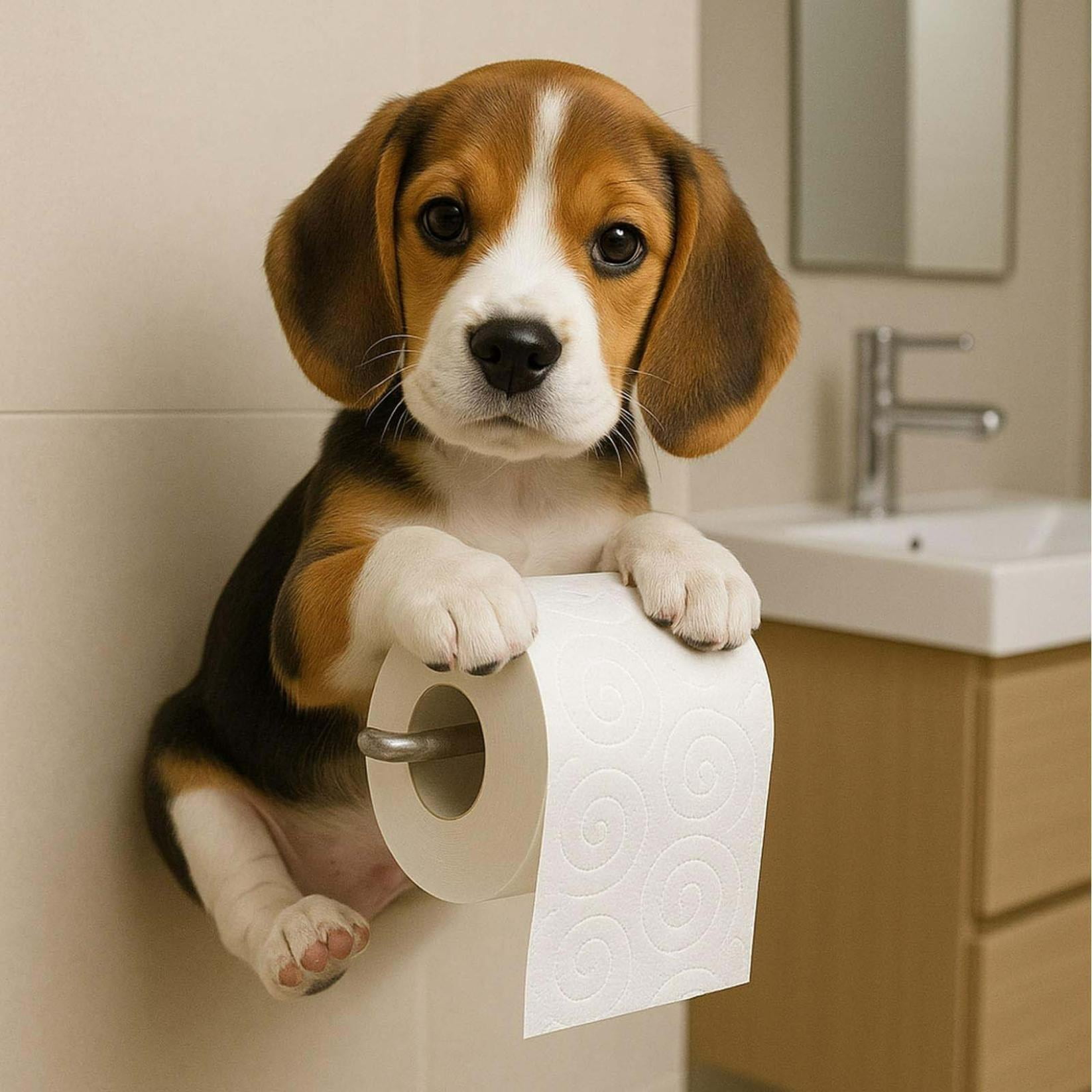 2025 New Dogs Toilet Roll Holder Series,Super Realistic Puppies Eyes On You Tissue Rack,3D Resin Cute Dog Towel Rack,Wall Mouted Toilets Paper Storage Dispenser for Home Bathroom Kitchen,Beagle
