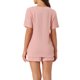 thumbnail image 3 of Conjuntos de pijama de mujer INSPIRE CHIC, ropa de salón casual, pantalones cortos, camisetas de manga con pantalones, con bolsillos, talla XL, color rosa, 3 of 6