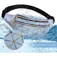thumbnail image 4 of Riñonera para mujer, Riñonera urbana unisex con efecto holográfico, Riñonera de cuero de PU impermeable a la moda, Riñonera, Riñonera para viajes, senderismo, camping, al aire libre, 4 of 5