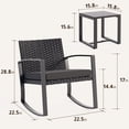thumbnail image 3 of Noelse 3 Piece Wicker Rocking Chair Set, Outdoor Patio Furniture with Table and Cushions for Balcony, Black, 3 of 12