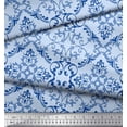 thumbnail image 2 of Soimoi Blue Velvet Fabric Vector Design Damask Print Fabric by Yard 60 Inch Wide, 2 of 3