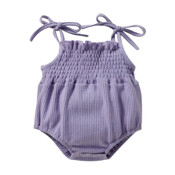 Zanarzt Girl Romper Jumpsuit Summer Baby Girls Clothes Flower Sleeveless Romper Dress Toddler Bodysuit Purple,6-9 Months