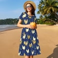 thumbnail image 4 of Disketp Funny Chicken para Vestido de Manga Corta para Mujeres, Vestidos de Verano para Mujeres, Casual y Holgado para la Playa, 4 of 6