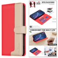thumbnail image 4 of Premium RFID Blocking Wallet Case for Motorola Moto G35 5G with 3 Card Slots & Stand Red, 4 of 5