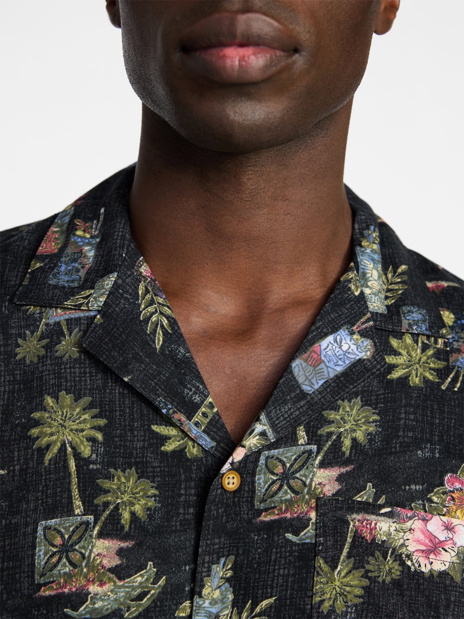 George Men's Relaxed Fit Printed Camp Shirt with Short Sleeves, Sizes S-3XLT