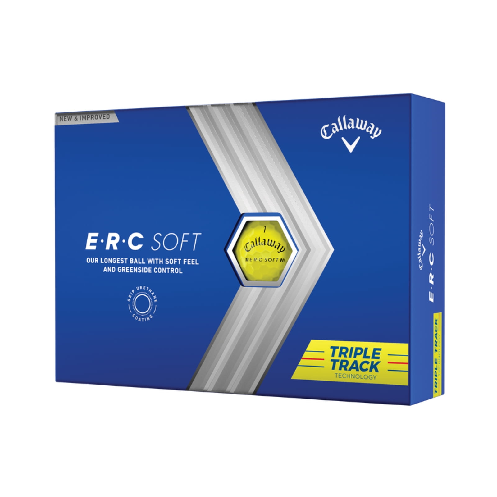 (2 pack) Callaway Golf 2023 ERC Soft Triple Track Golf Ball-Yellow