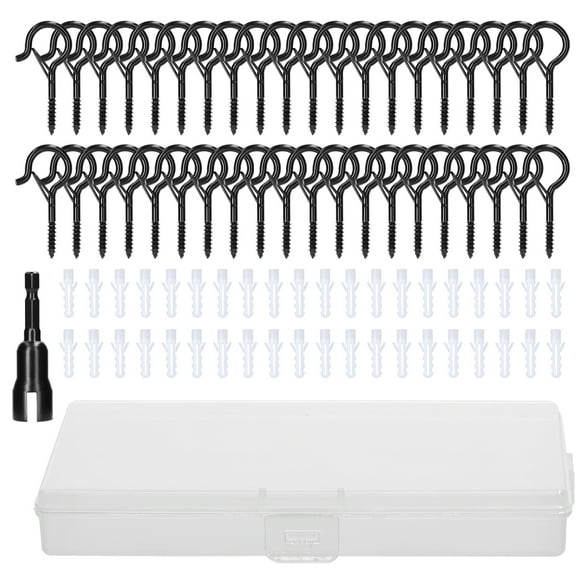 Mistaha Versatile Screw Hook and Expansion Tube Kit Set B with Wing Nut Driver - 40 Hooks + 40 Tubes + 1 Driver - Reliable Solution for Hanging and Securing Items - Ideal for DIY and Professional Use