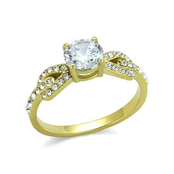 1.19Ct Cz Stainless Steel 14K Gold Plated Bow Tie Engagement Ring Womens Size 10