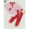 thumbnail image 2 of Wassery Infant Girls Fall Outfits Clothes 3M 6M 12M 18M 24M Baby Girls Long Sleeve Stripe Romper Drawstring Pants 2Piece Casual Autumn Clothing for Newborn Girls, 2 of 9
