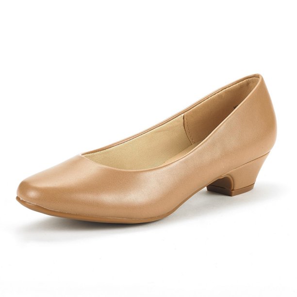 nude round toe heels